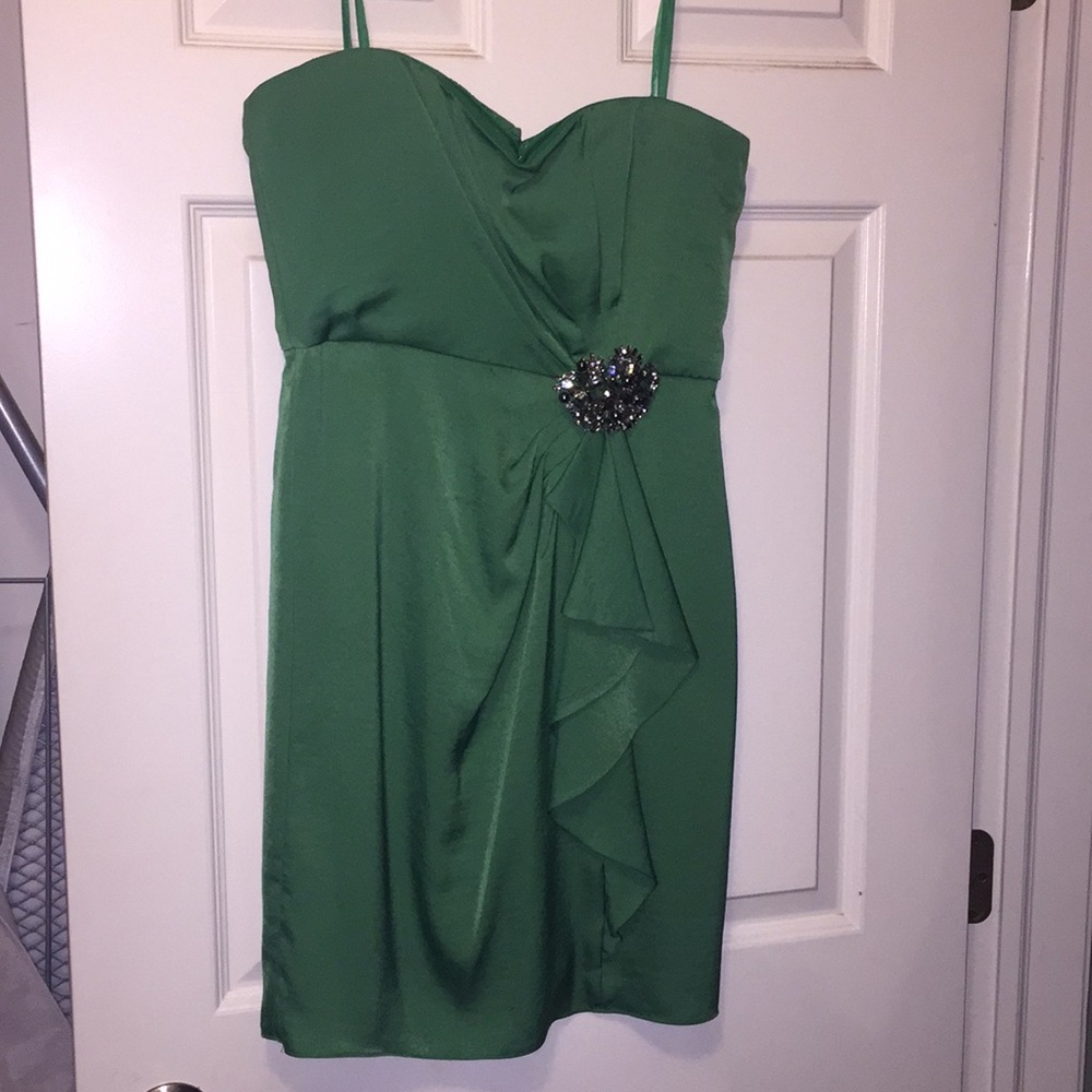 Green BCBG Sweetheart neckline strapless dress